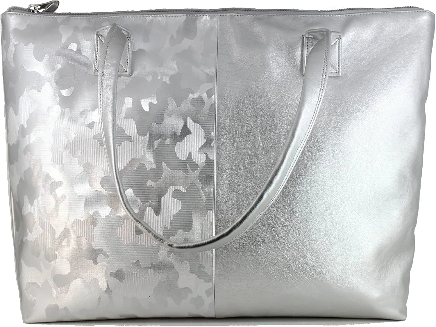 LONI Womens Metallic Faux Leather Tote Shoulder Beach Holiday Bag