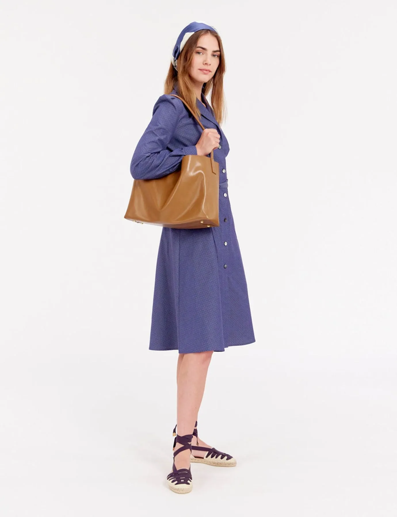 Léonore large leather tote bag camel