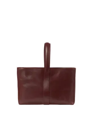 Léonore small leather shopping bag burgundy