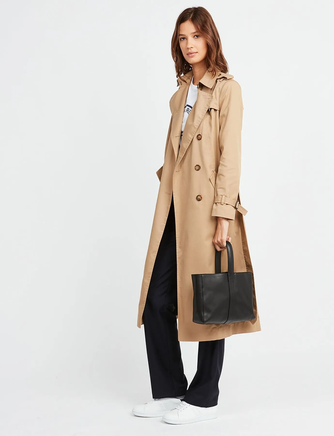 Léonore small leather tote bag, black