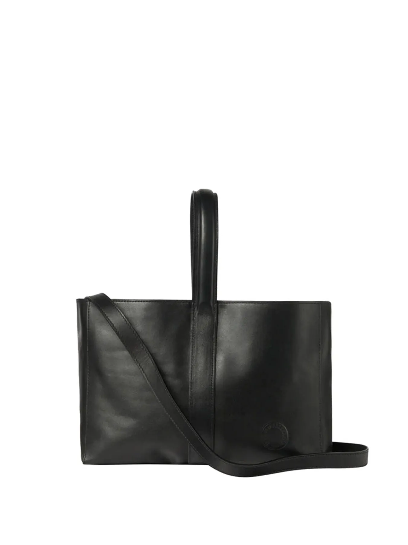 Léonore small leather tote bag, black
