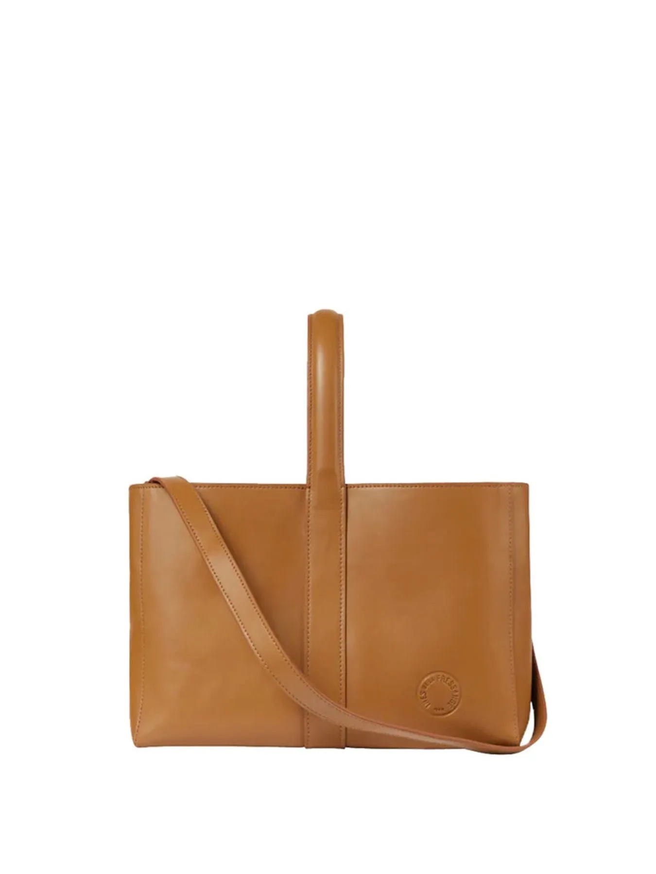Léonore small leather tote bag camel