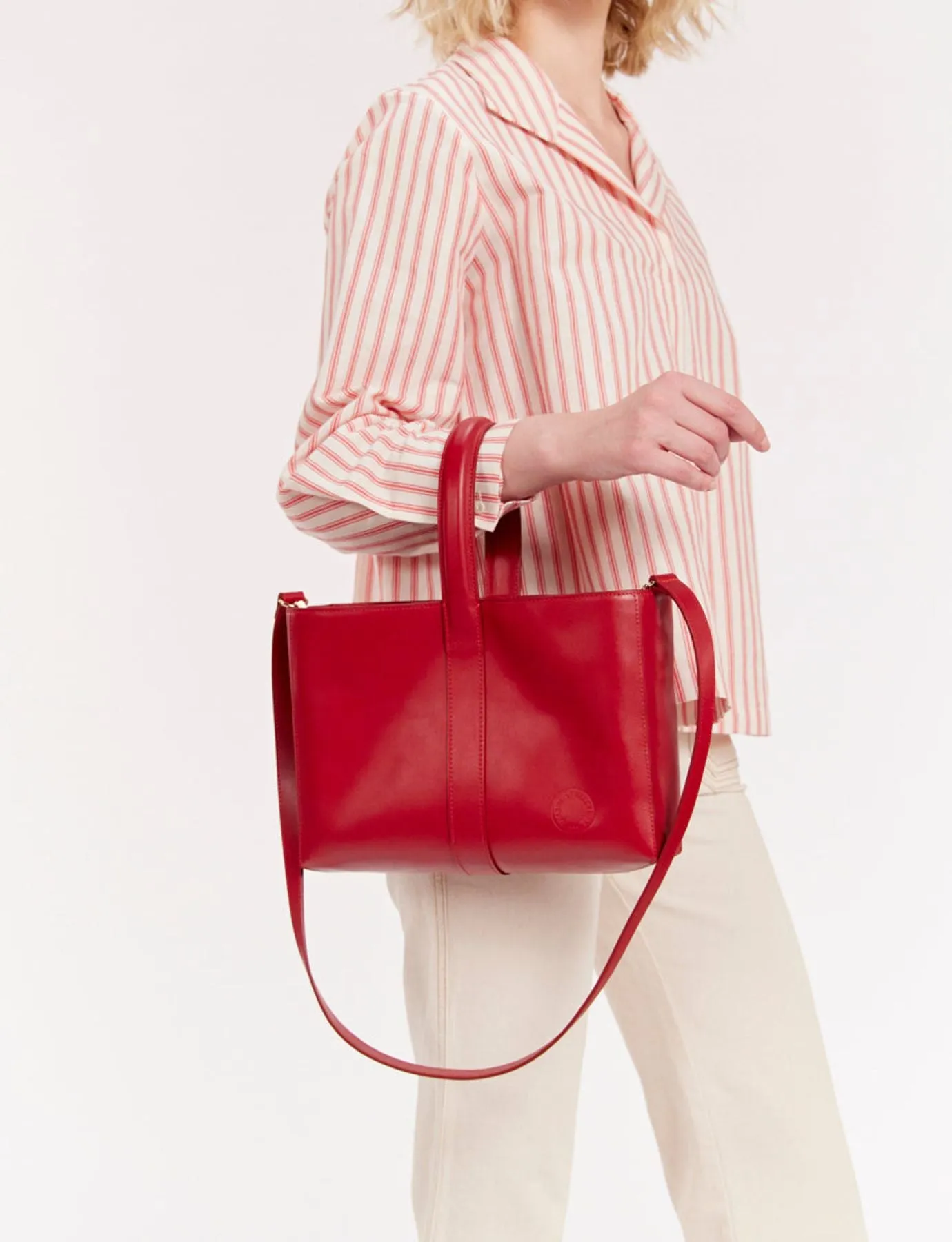 Léonore small leather tote bag