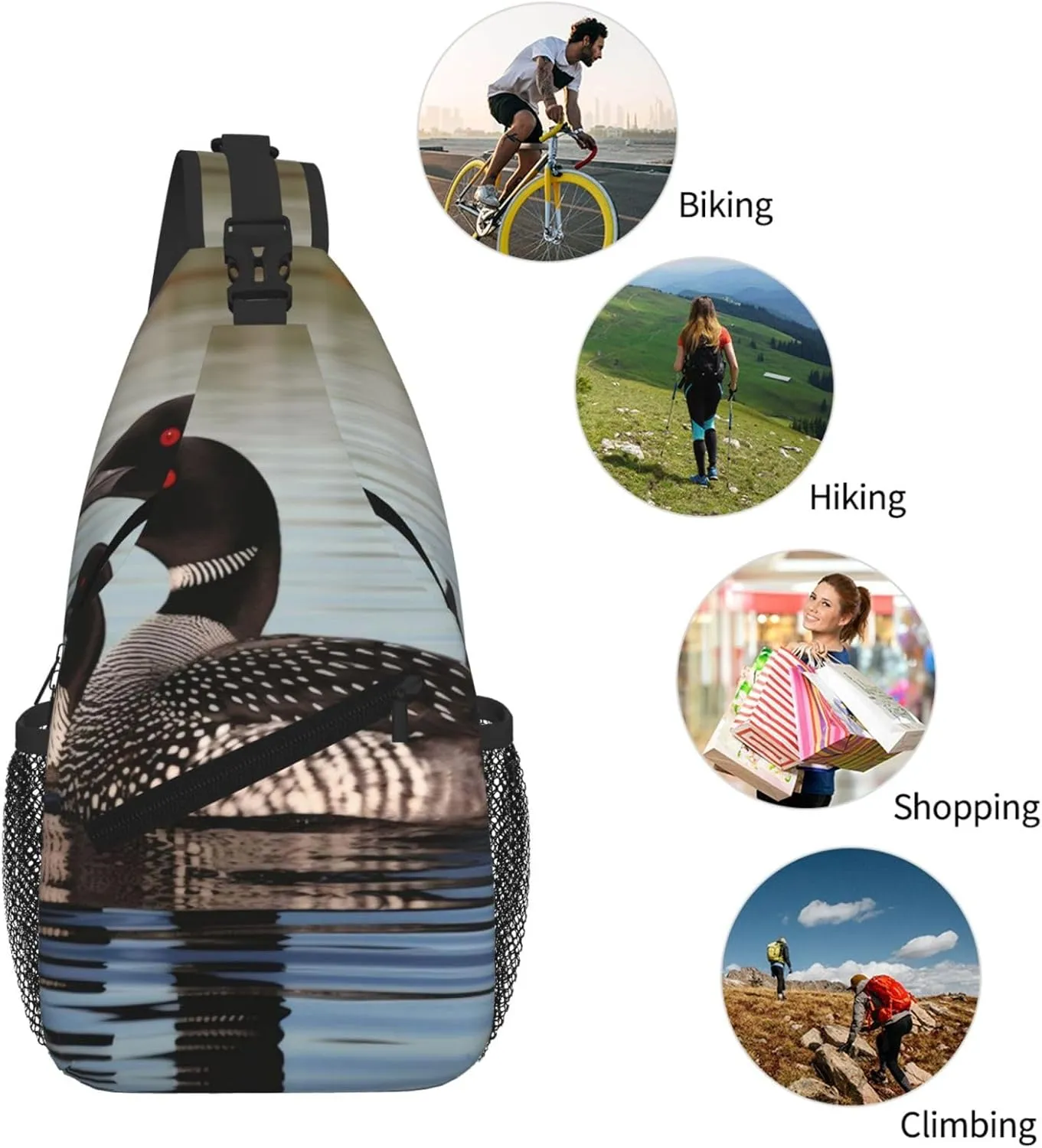 Loon Birds Print Cross Chest Bag Diagonally For Short-Distance Travel And Daily Use