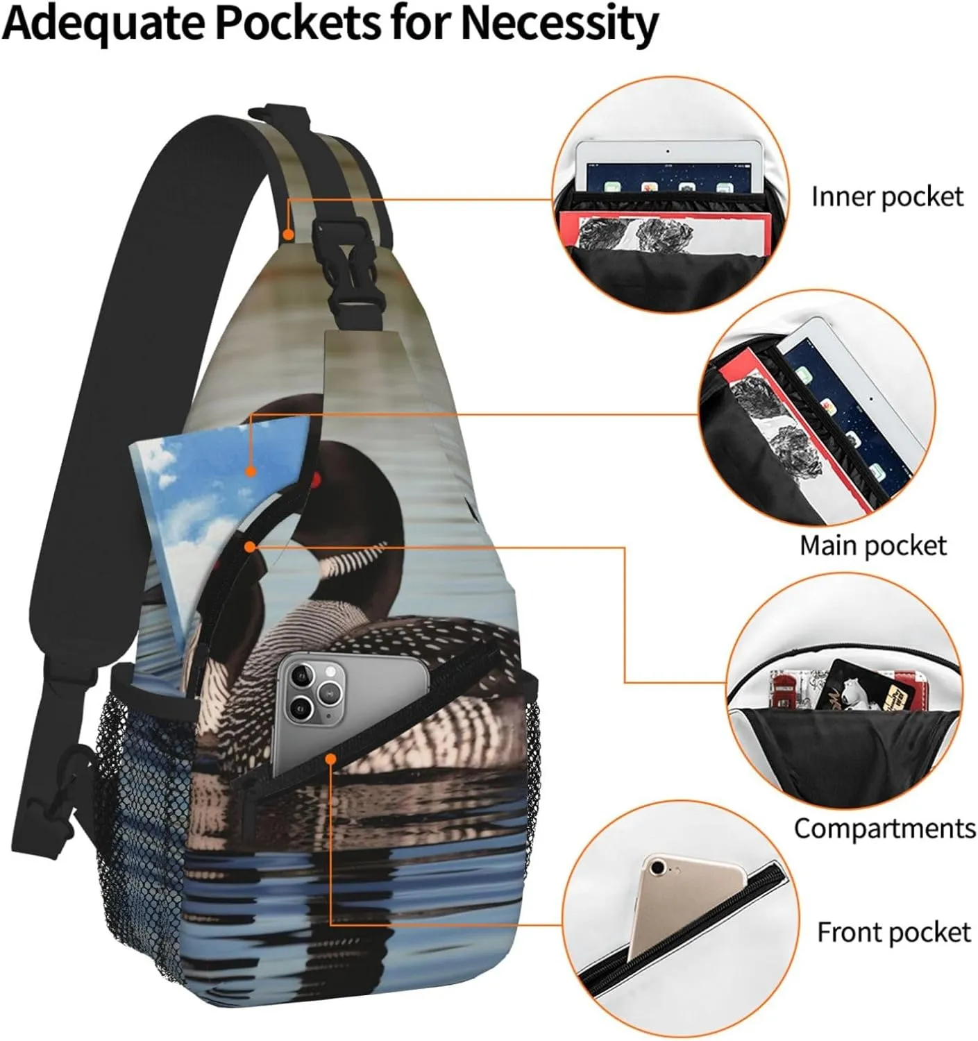 Loon Birds Print Cross Chest Bag Diagonally For Short-Distance Travel And Daily Use