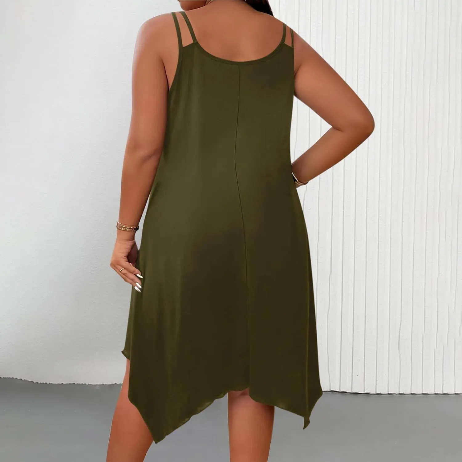 Lounge Midi Skirts for Women Summer Fashion Straps Flowy Hem Dress Loose Comfy Round Neck Dresses Daily Home Wear