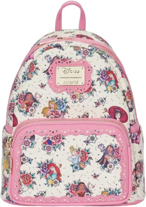 Loungefly Disney Princess Tattoo All Over Print Womens Double Strap Shoulder Bag Purse