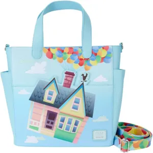 Loungefly Pixar Up 15th Anniversary Balloon House Convertible Backpack and Tote, Black