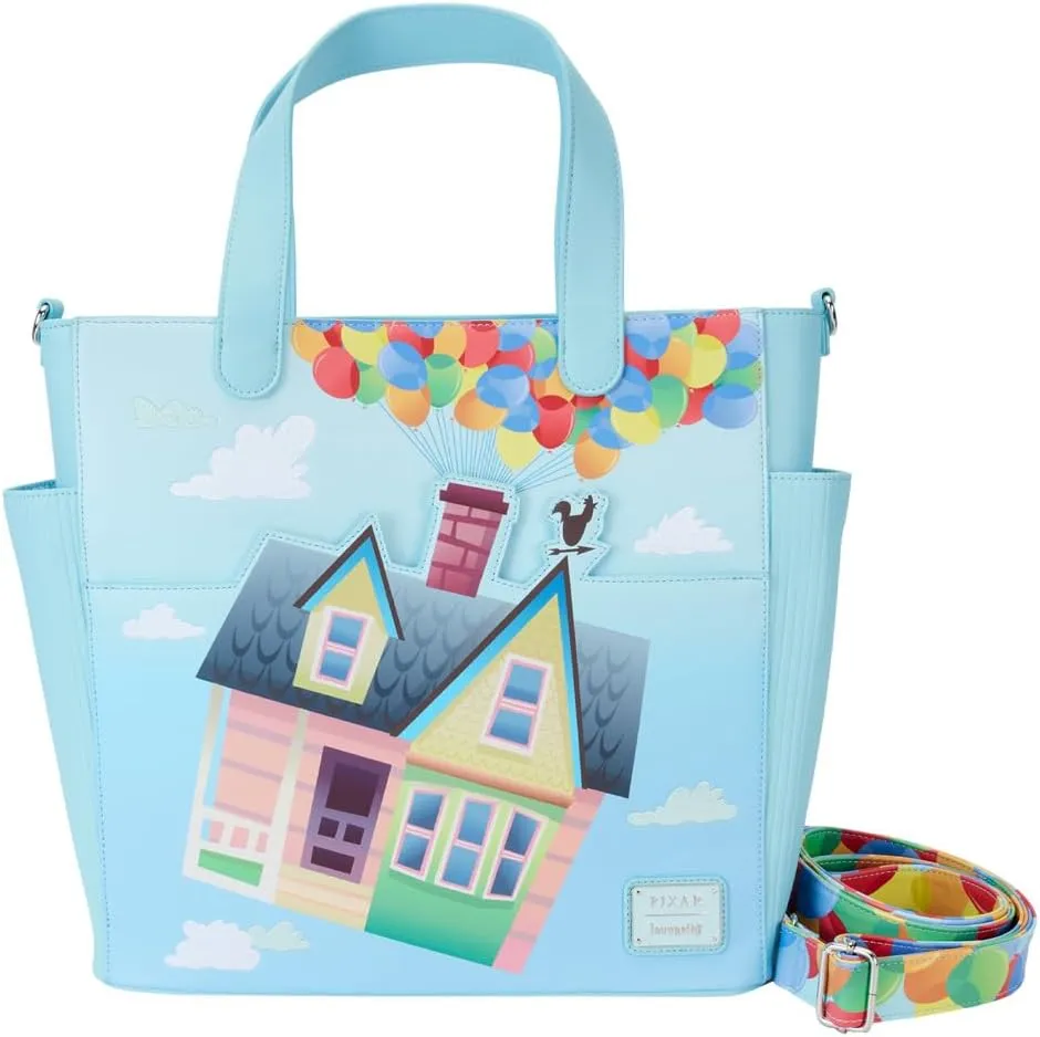 Loungefly Pixar Up 15th Anniversary Balloon House Convertible Backpack and Tote, Black