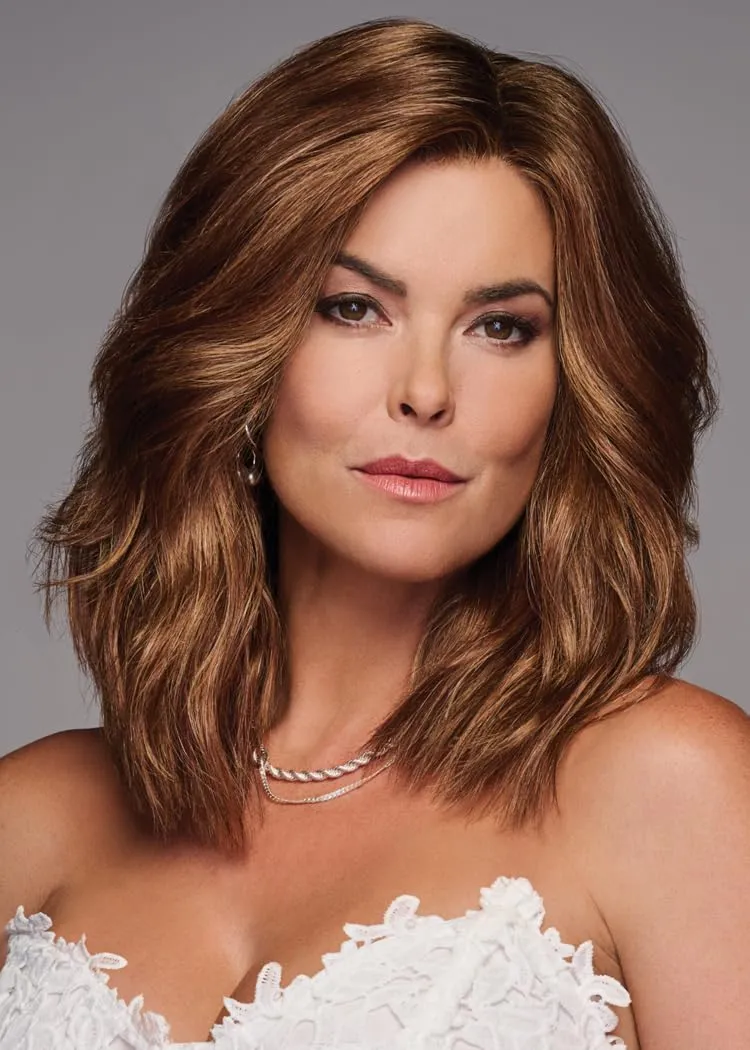 Love Wave Layered Shoulder-Length Wig With Soft Barrel Curled Waves by Hairuwear, Average Cap, GL18-23 Toasted Pecan