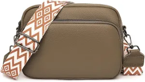 Lushandy Genuine Leather Crossbody Bags for Women Trendy Crossbody Camera Purse Small Shoulder Bag with Guitar Strap