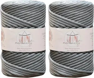 Makromecity, 2 Skeins of Polyester Macrame Cord 5mm x 104 yards (311 feet) 5mm Polypropylene Grey Macrame Cord Crochet Macrame Bag Cord Crafts for Wall Hangings, Bags, Underplate, Rug