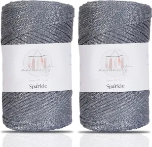 Makromecity, 2 Skeins of Sparkle Polyester Macrame Cord 2mm x 250 Yards (750 feet) 2mm Polypropylene Macrame Cord for Macrame Art & Crafts for Wall Hangings, Bags, Underplate, Rug