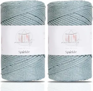 Makromecity, 2 Skeins of Sparkle Polyester Macrame Cord 2mm x 250 Yards (750 feet) 2mm Polypropylene Macrame Cord for Macrame Art & Crafts for Wall Hangings, Bags, Underplate, Rug