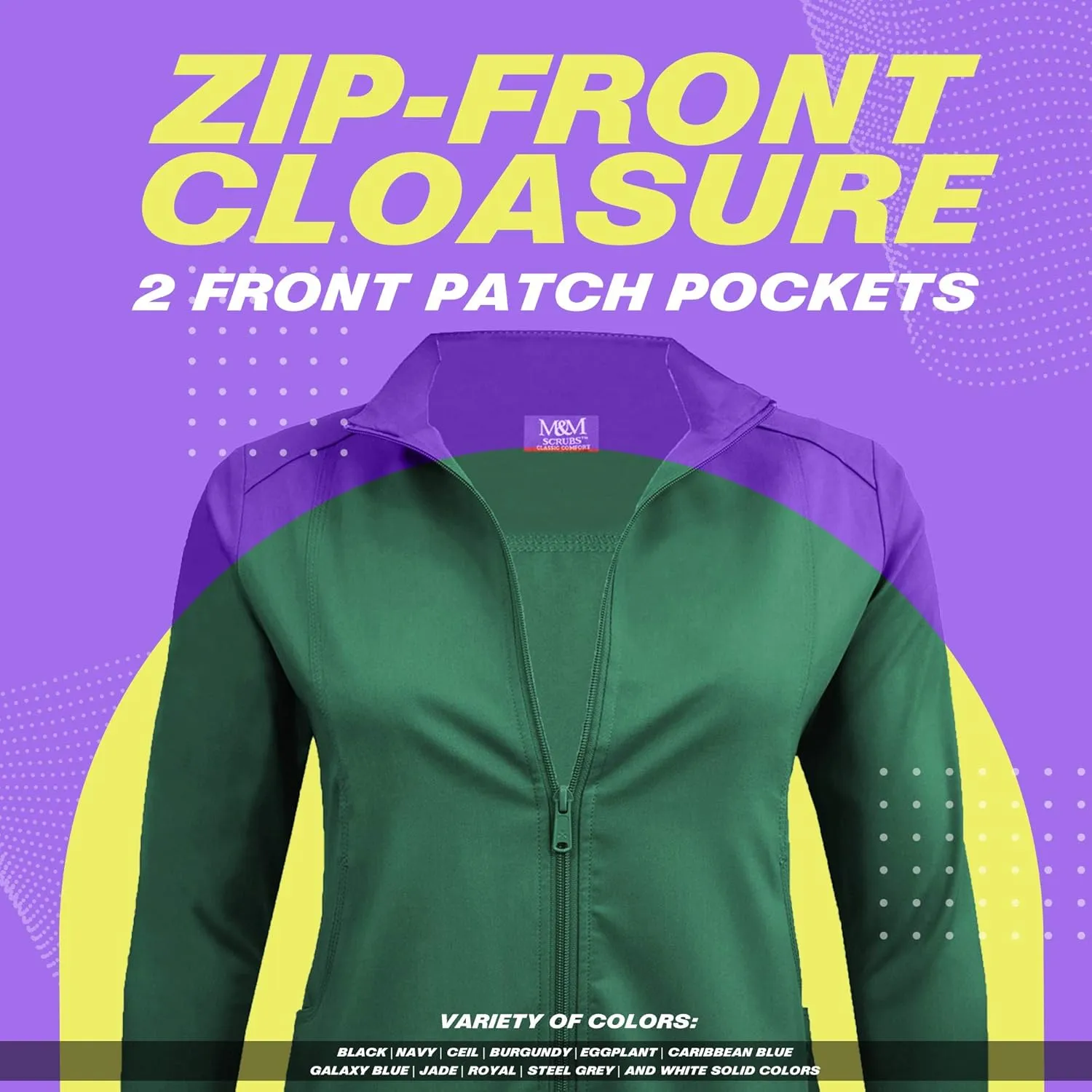 M&M SCRUBS Women's Ultra Soft Front Zip Warm-Up Scrub Jacket