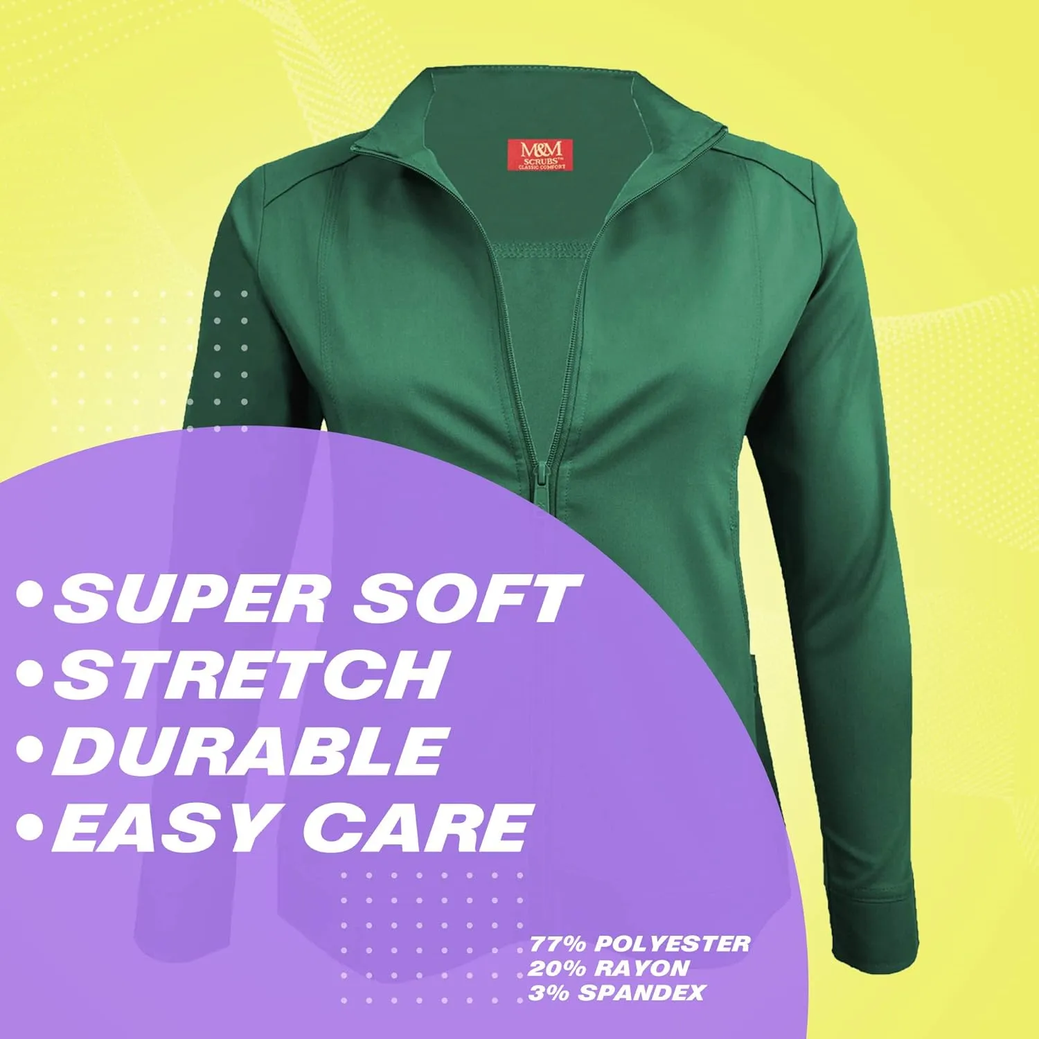 M&M SCRUBS Women's Ultra Soft Front Zip Warm-Up Scrub Jacket