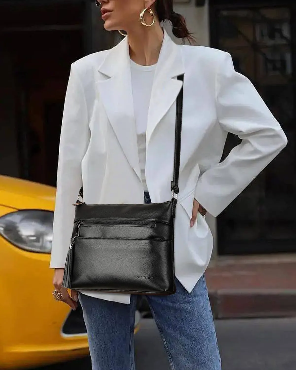 MASINTOR Crossbody Bags for Women, Lightweight Medium Crossbody Purse, Soft Leather Women's Shoulder Handbags with Tassel for Shopping or Travel