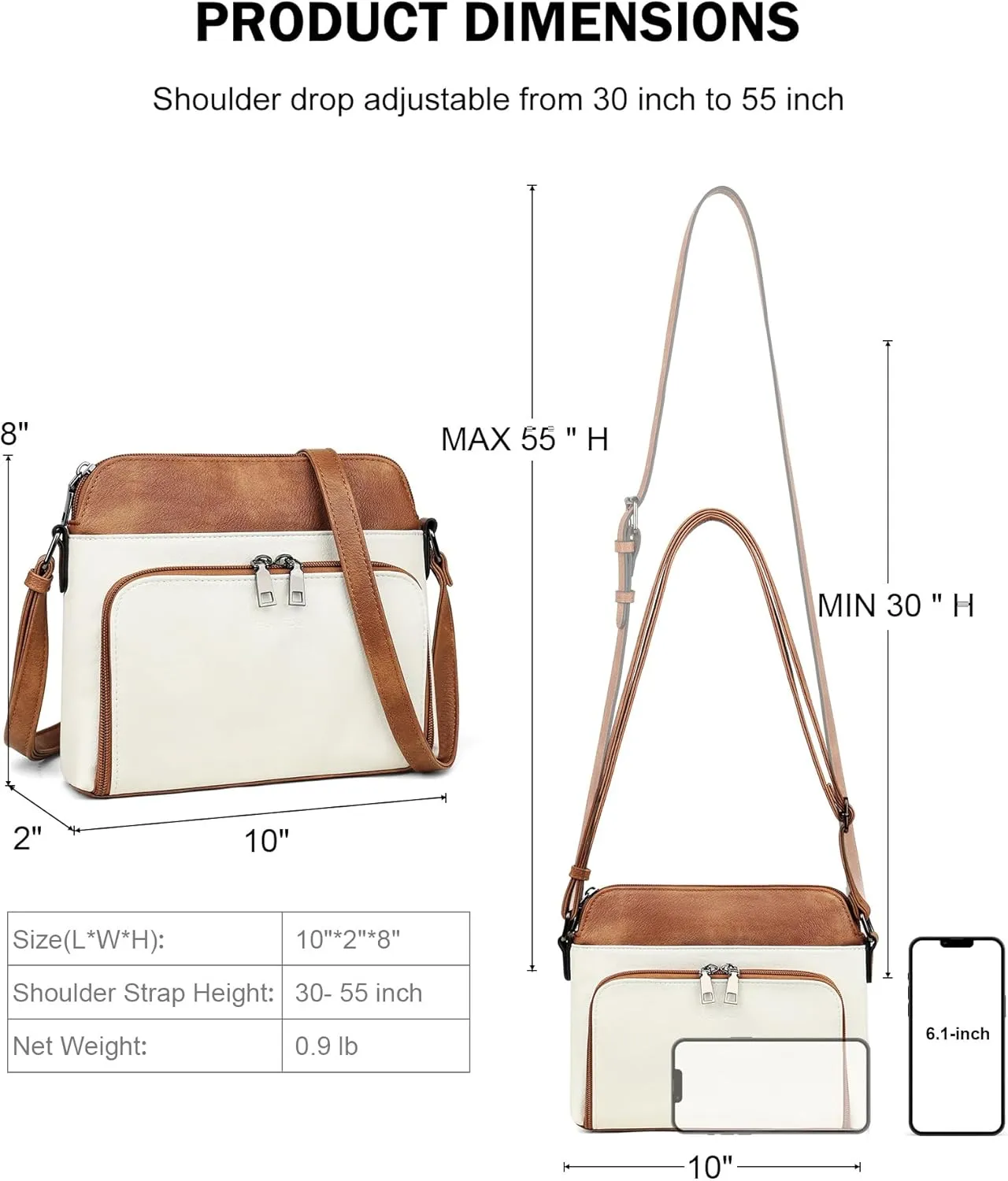 MASINTOR Crossbody Purse Bags for Women, Multi-Pocket Soft Leather Shoulder Purse with Tassel, Lightweight Travel Handbag
