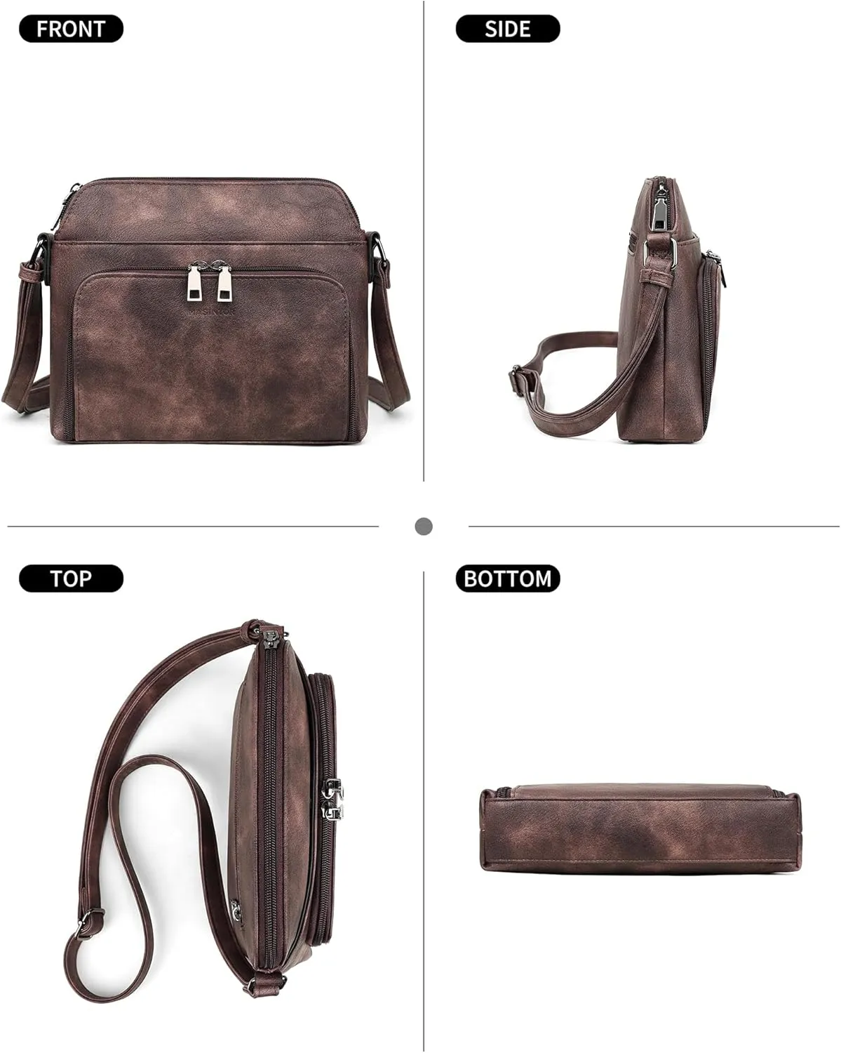 MASINTOR Crossbody Purse Bags for Women, Multi-Pocket Soft Leather Shoulder Purse with Tassel, Lightweight Travel Handbag