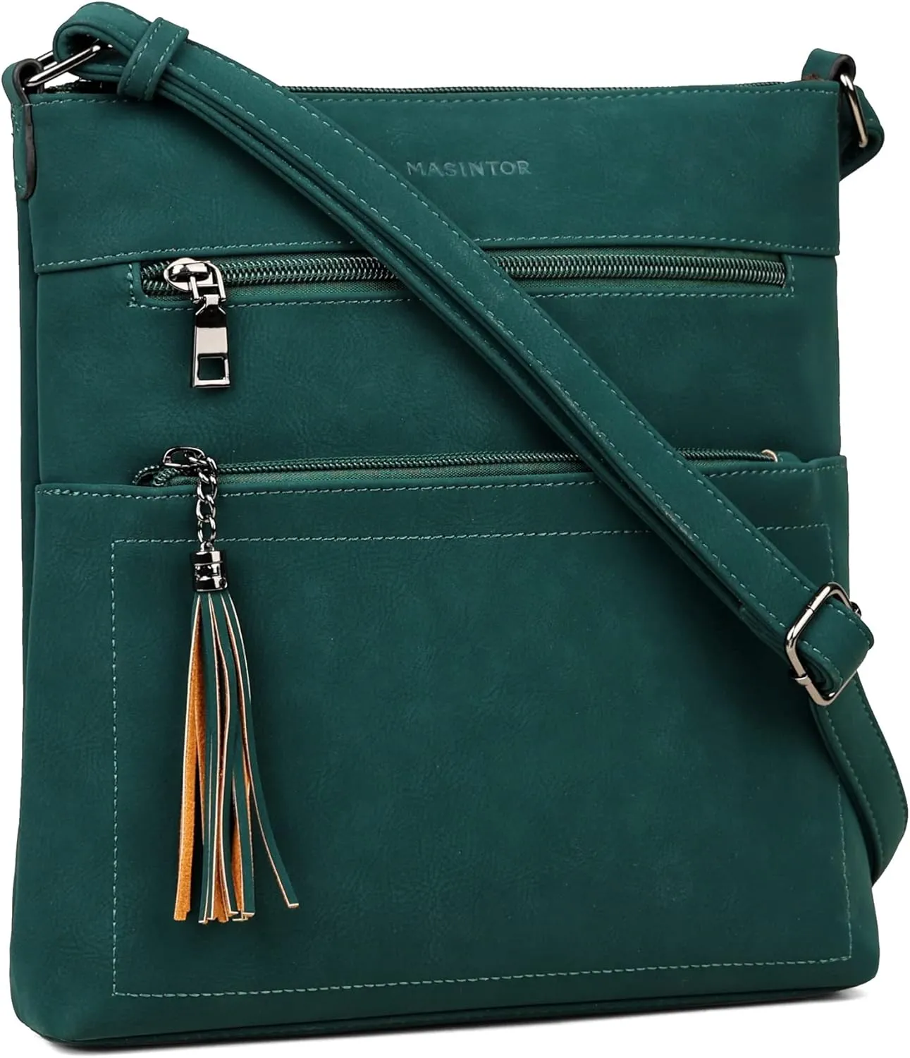 MASINTOR Crossbody Purses for Women, Multi Pocket Casual Crossbody Bag, Adjustable Strap Shoulder Bag with Tassel