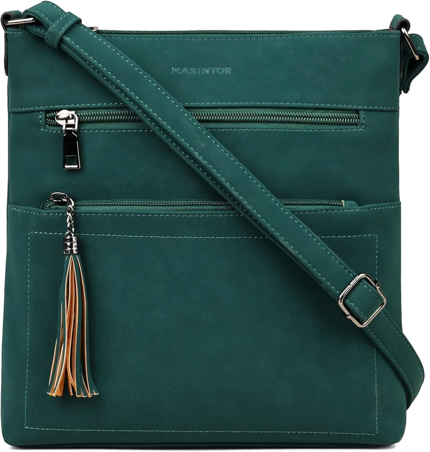 MASINTOR Crossbody Purses for Women, Multi Pocket Casual Crossbody Bag, Adjustable Strap Shoulder Bag with Tassel