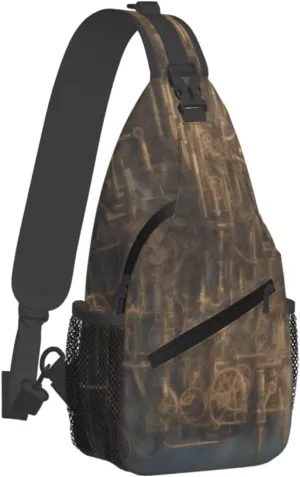 Mechanical Pipeline Wall Print Cross Chest Bag Diagonally,Sling Backpack Fashion Travel Hiking Daypack Crossbody Shoulder Bag For Men Women.