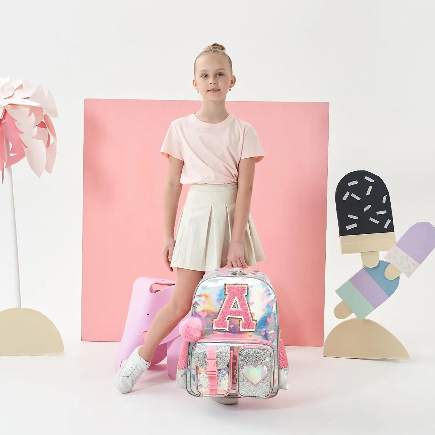 Meetbelify Backpack for Girls Backpacks for Elementary Preschool Students Kids School Cute Backpack with Lunch Box