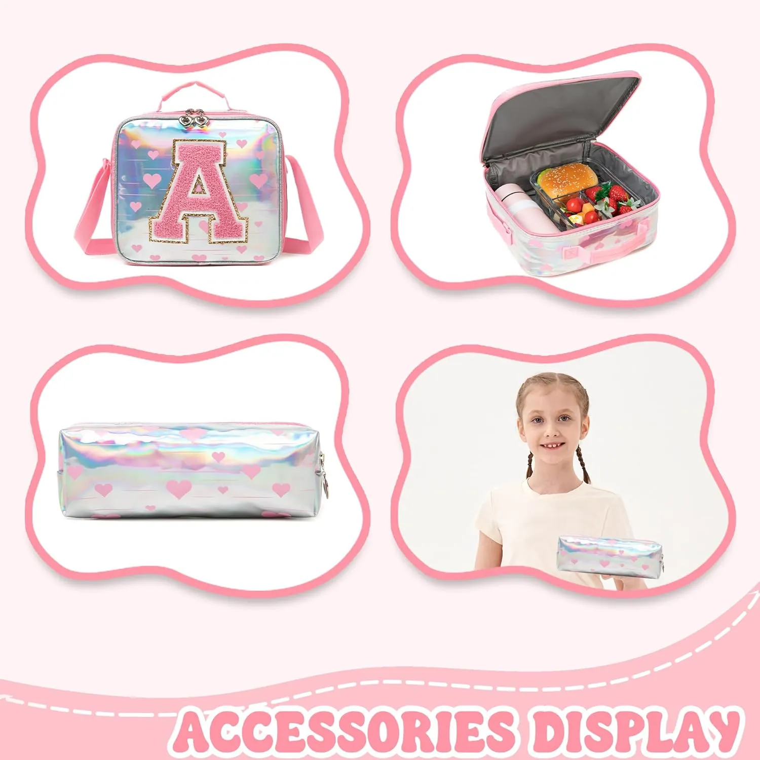 Meetbelify Backpack for Girls Backpacks for Elementary Preschool Students Kids School Cute Backpack with Lunch Box