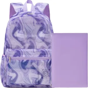 Meisohua Mesh Backpack for School Girls Semi-Transparent Backpacks for Kids See Through Teen Girls Daypack with Storage Bag 2 in 1 Set