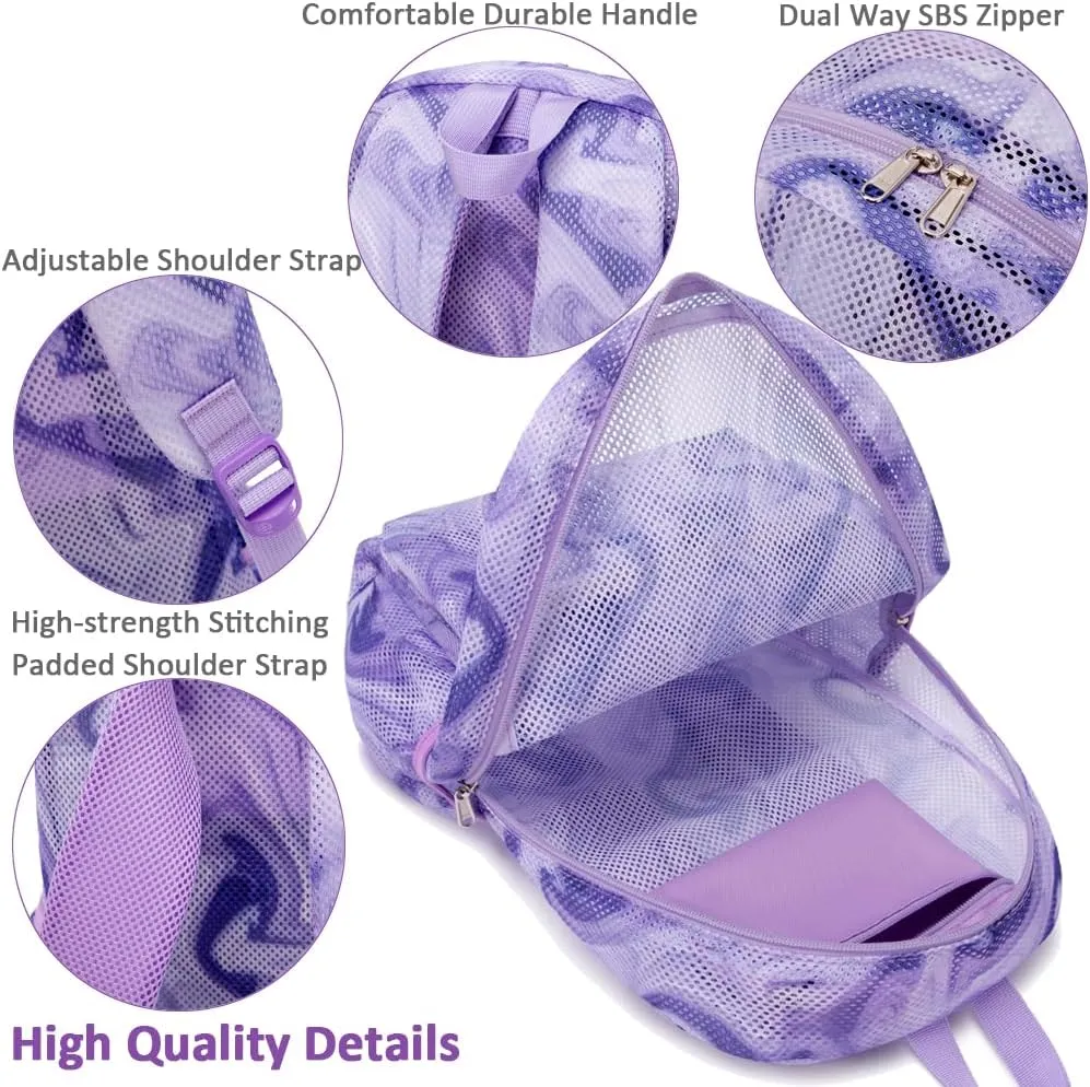Meisohua Mesh Backpack for School Girls Semi-Transparent Backpacks for Kids See Through Teen Girls Daypack with Storage Bag 2 in 1 Set