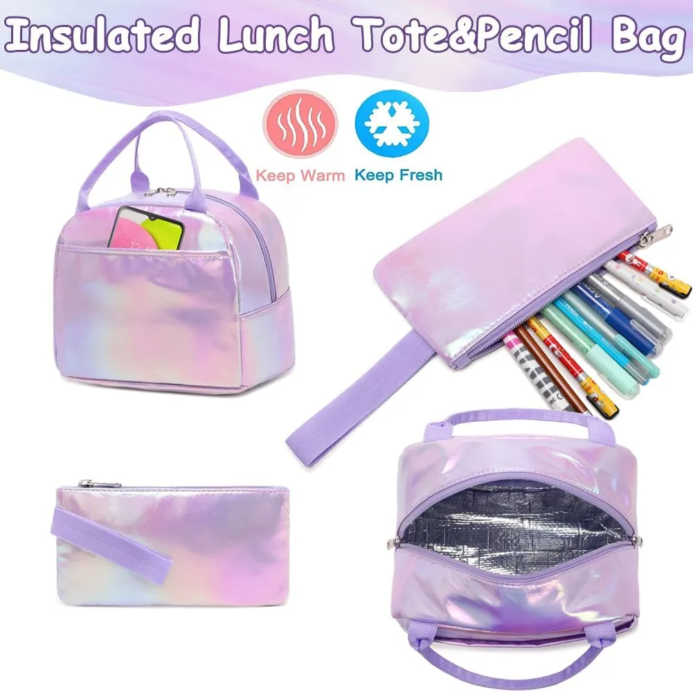 Meisohua School Backpack for Teens Girls Boys Backpack for Elementary Middle School Bookbag for Kids Backpack Lunch Bag Set