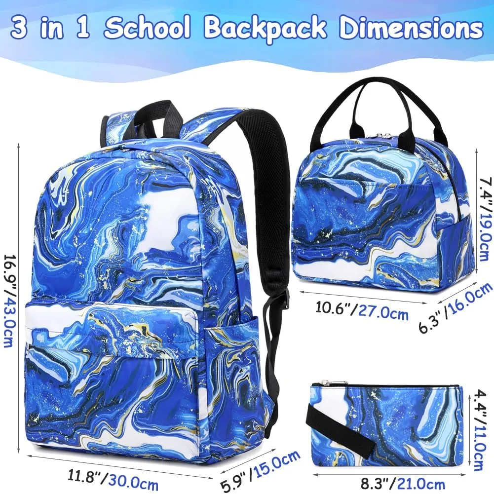 Meisohua School Backpack for Teens Girls Boys Backpack for Elementary Middle School Bookbag for Kids Backpack Lunch Bag Set