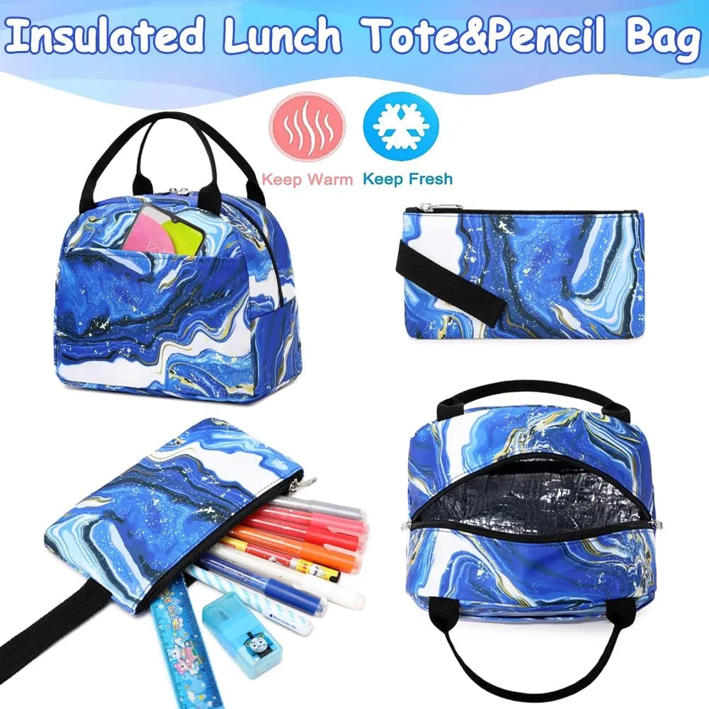 Meisohua School Backpack for Teens Girls Boys Backpack for Elementary Middle School Bookbag for Kids Backpack Lunch Bag Set
