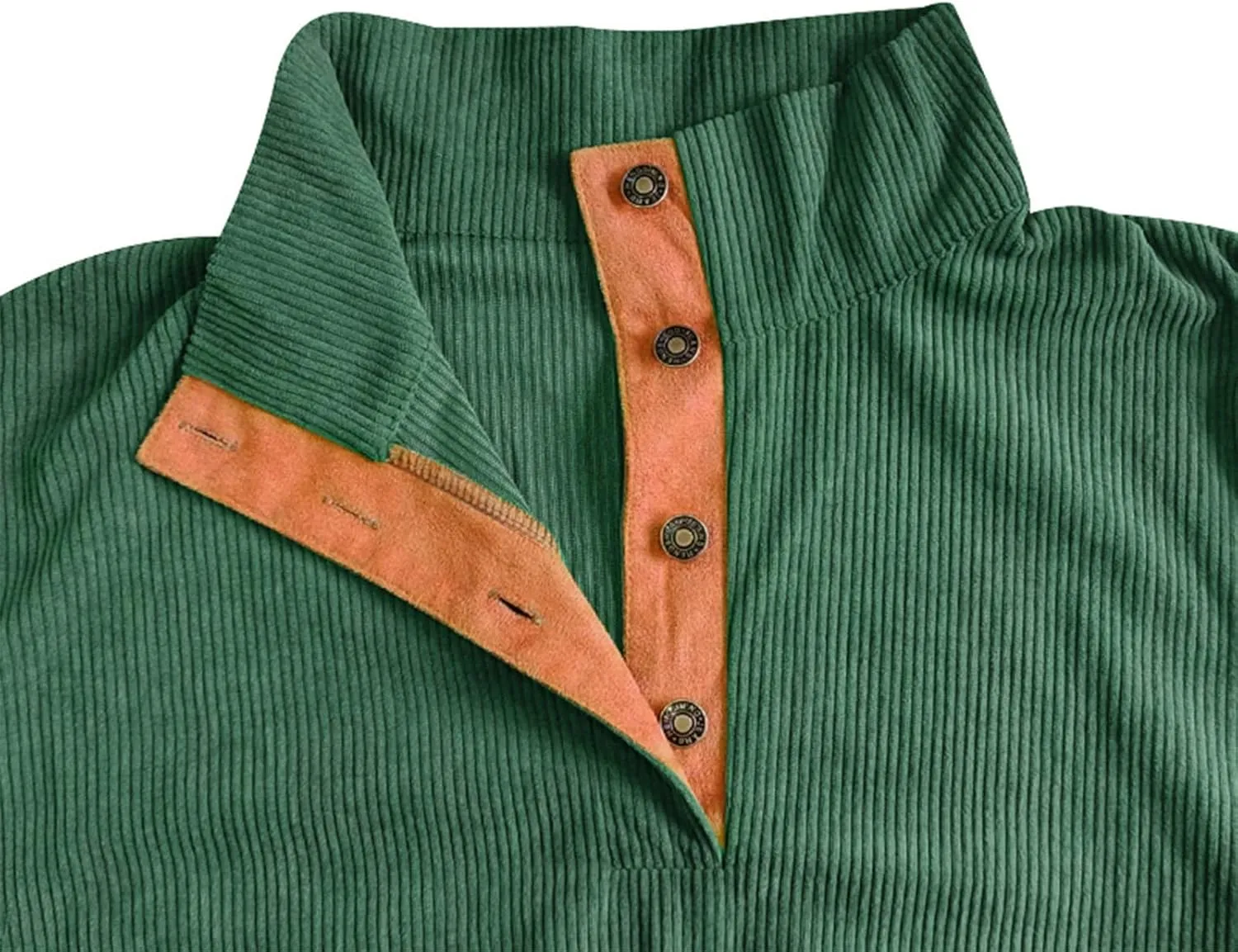 Mens Corduroy Sweater with Elbow Patches Long Sleeve Button Turtleneck Polo Shirts Waffle Knit Sweatshirts