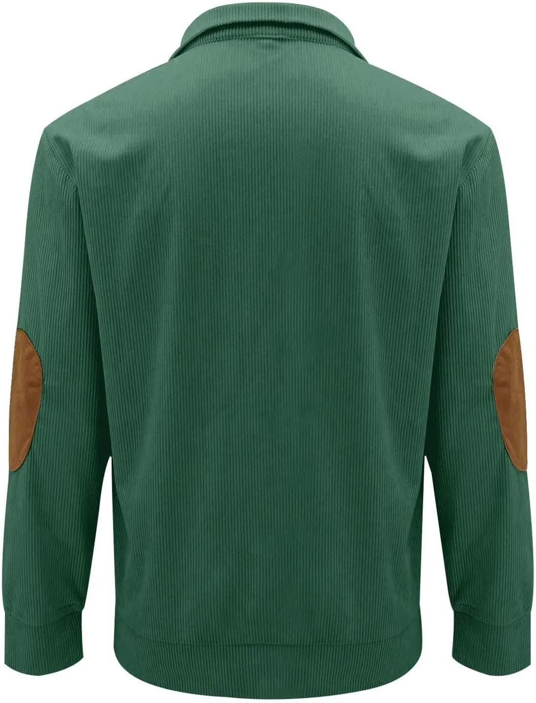 Mens Corduroy Sweater with Elbow Patches Long Sleeve Button Turtleneck Polo Shirts Waffle Knit Sweatshirts
