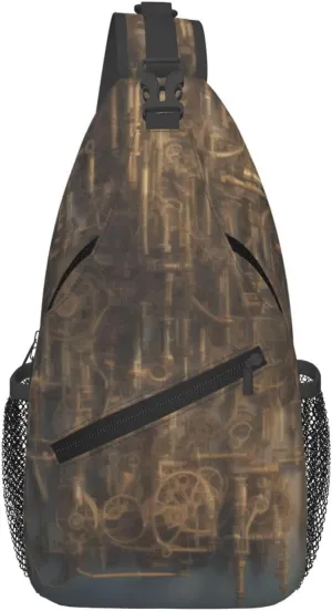 Men's Cross Chest Bag Diagonally(Mechanical Pipeline Wall), Crossbody Shoulder Bag Travel Hiking Daypack for Women