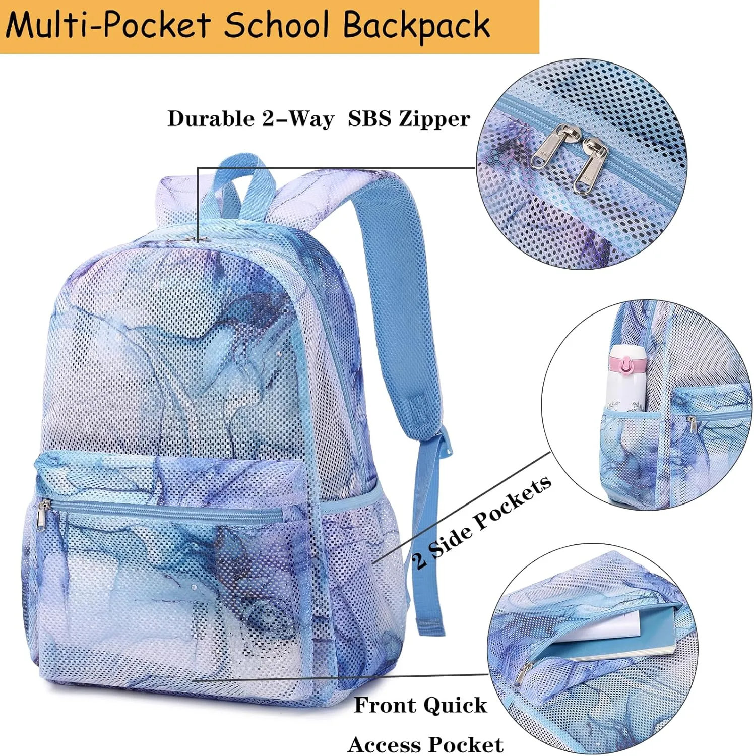 Mesh Backpack for Girls,Semi-Transparent School Backpacks Lightweight Casual Mesh Back pack for Girls