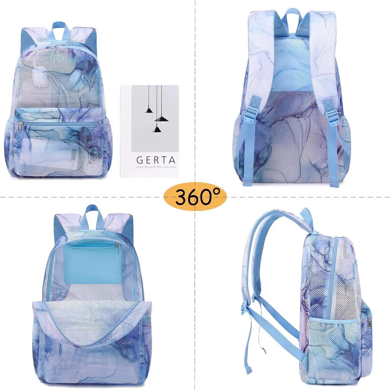 Mesh Backpack for Girls,Semi-Transparent School Backpacks Lightweight Casual Mesh Back pack for Girls
