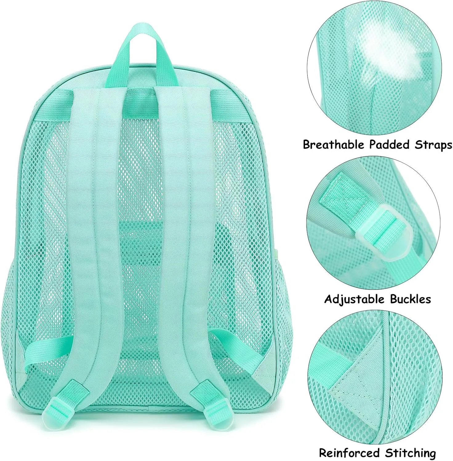 Mesh Backpack for School, Girls Boys See Through College Backpacks Heavy Duty Semi-Transparent Women Wen Bookbag for Swimming Travel Beach Hiking (Green)