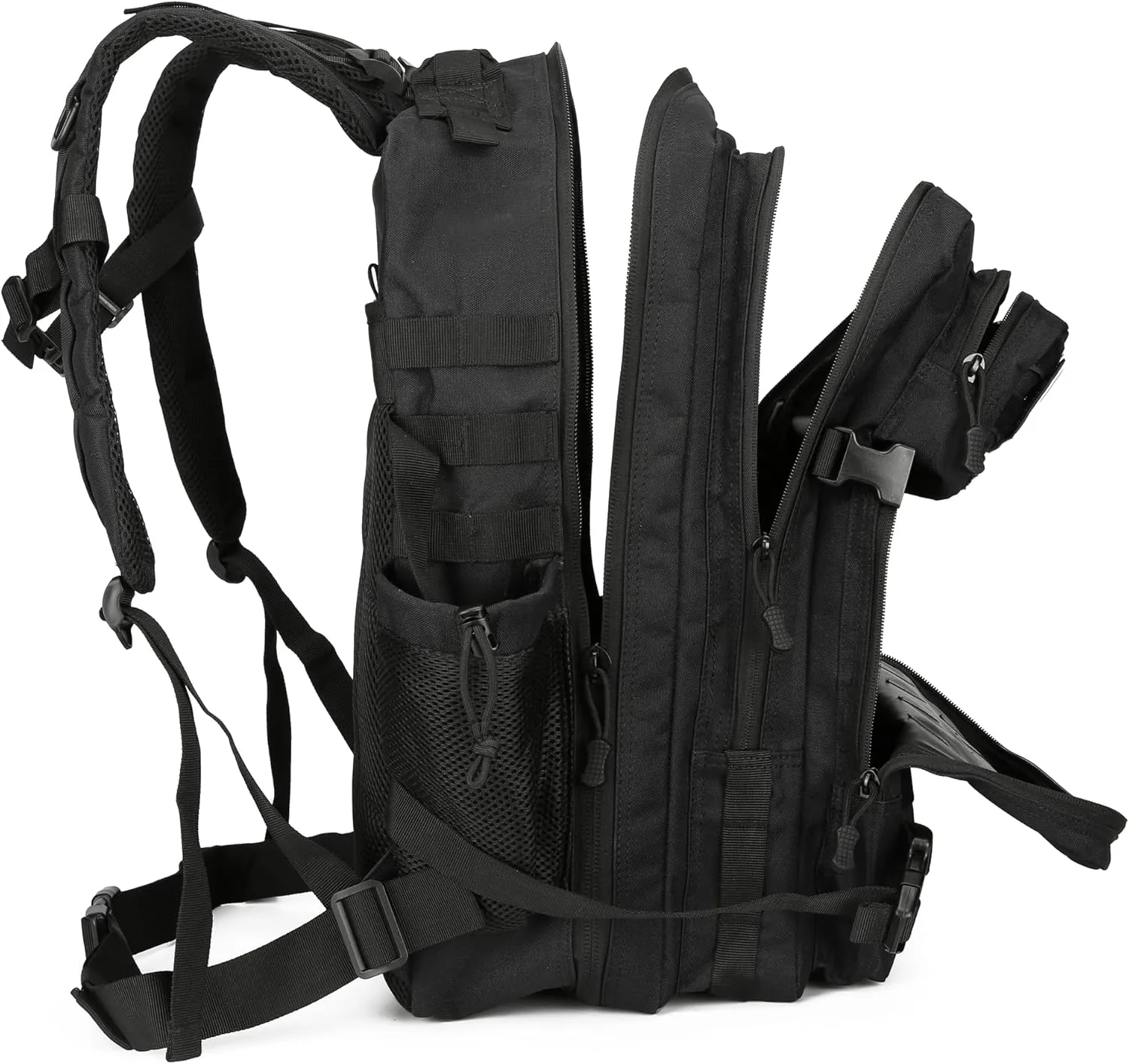 Military Tactical Backpacks Molle Army Assault Pack Hydration Pack Waist Belt Tactical Daypack Molle Hiking Packs (Black)