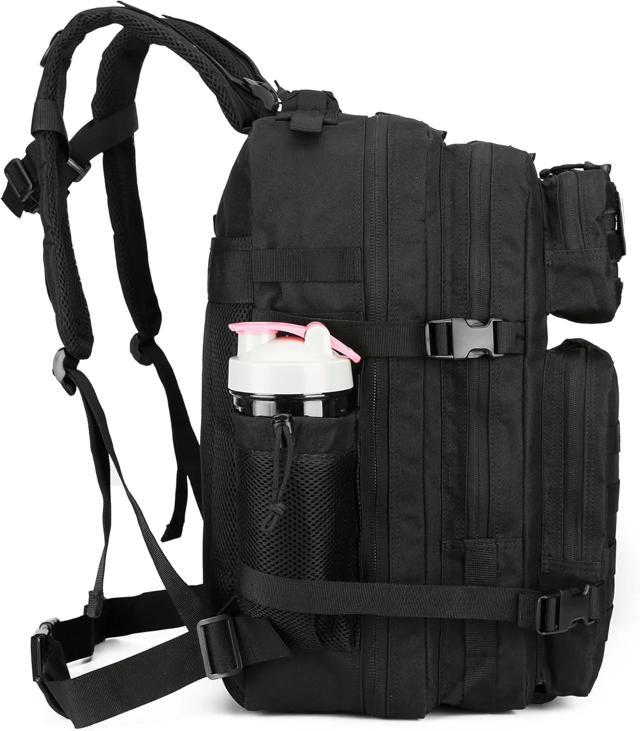 Military Tactical Backpacks Molle Army Assault Pack Hydration Pack Waist Belt Tactical Daypack Molle Hiking Packs (Black)
