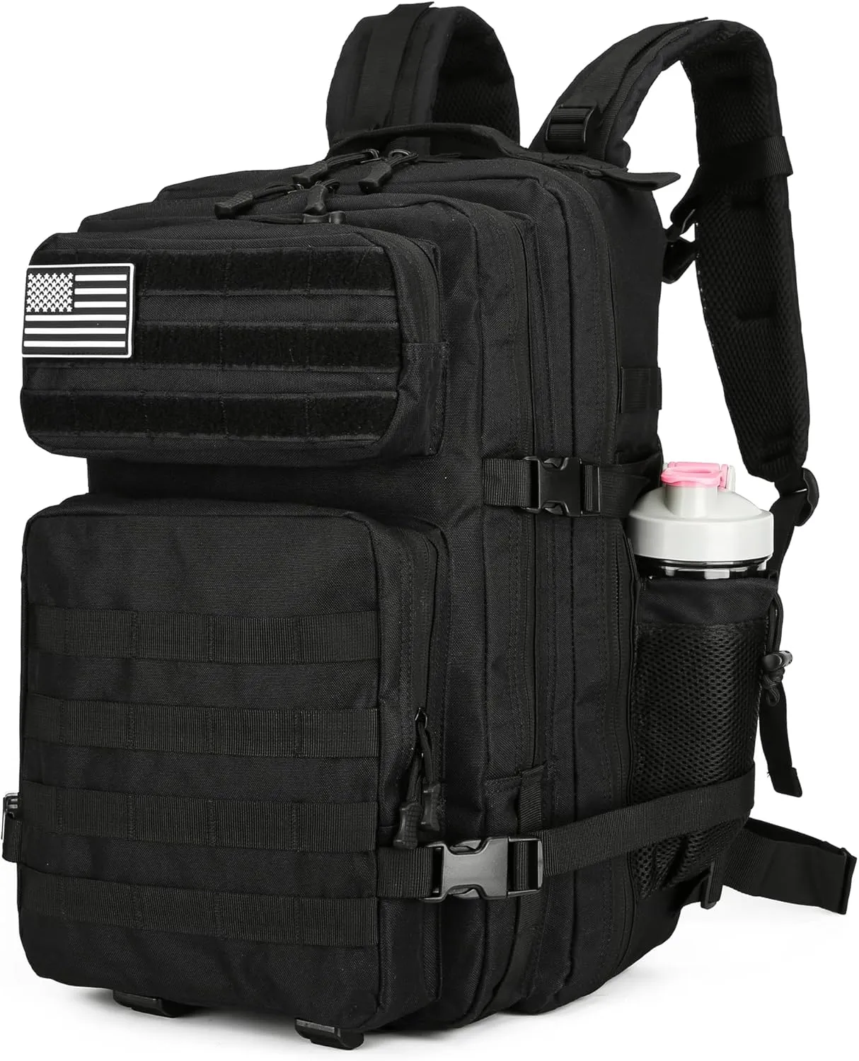 Military Tactical Backpacks Molle Army Assault Pack Hydration Pack Waist Belt Tactical Daypack Molle Hiking Packs (Black)