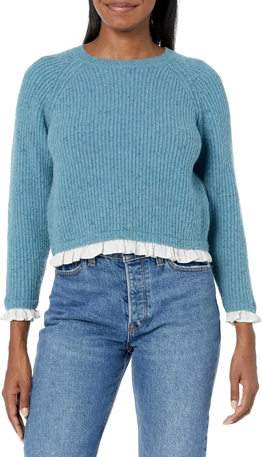 MILLY Women's Shirting Trim Knit Sweater