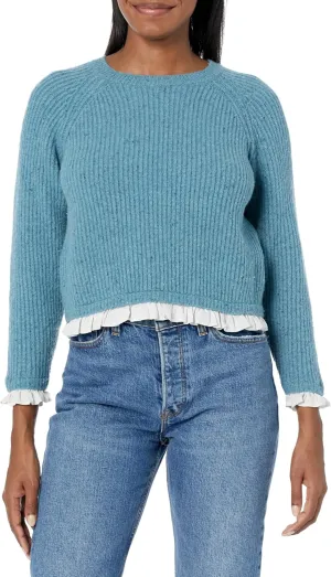 MILLY Women's Shirting Trim Knit Sweater