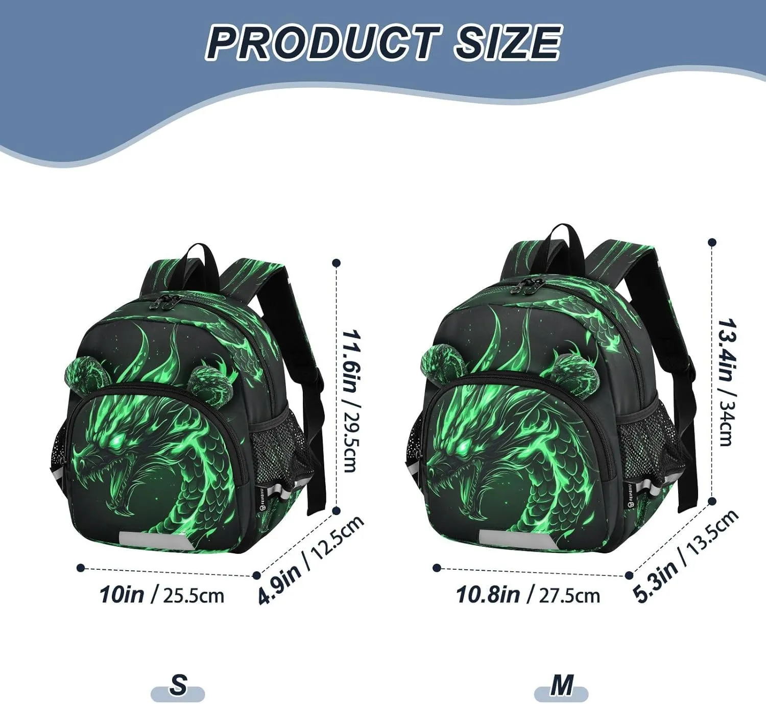 Mini Backpack Child Backpacks Toddler Backpack Travel Bag Angry Green Dragon for Kindergarten Elementary Boys Girls