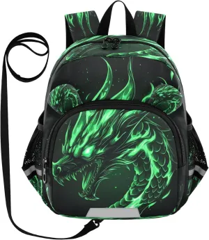 Mini Backpack Child Backpacks Toddler Backpack Travel Bag Angry Green Dragon for Kindergarten Elementary Boys Girls