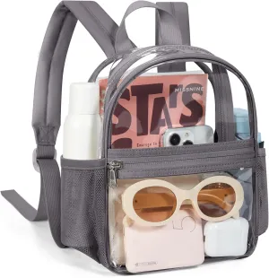 Missnine Clear Mini Backpack Stadium Approved, Thick PVC Mini Clear Bag for Sport Events, Concert, Festival