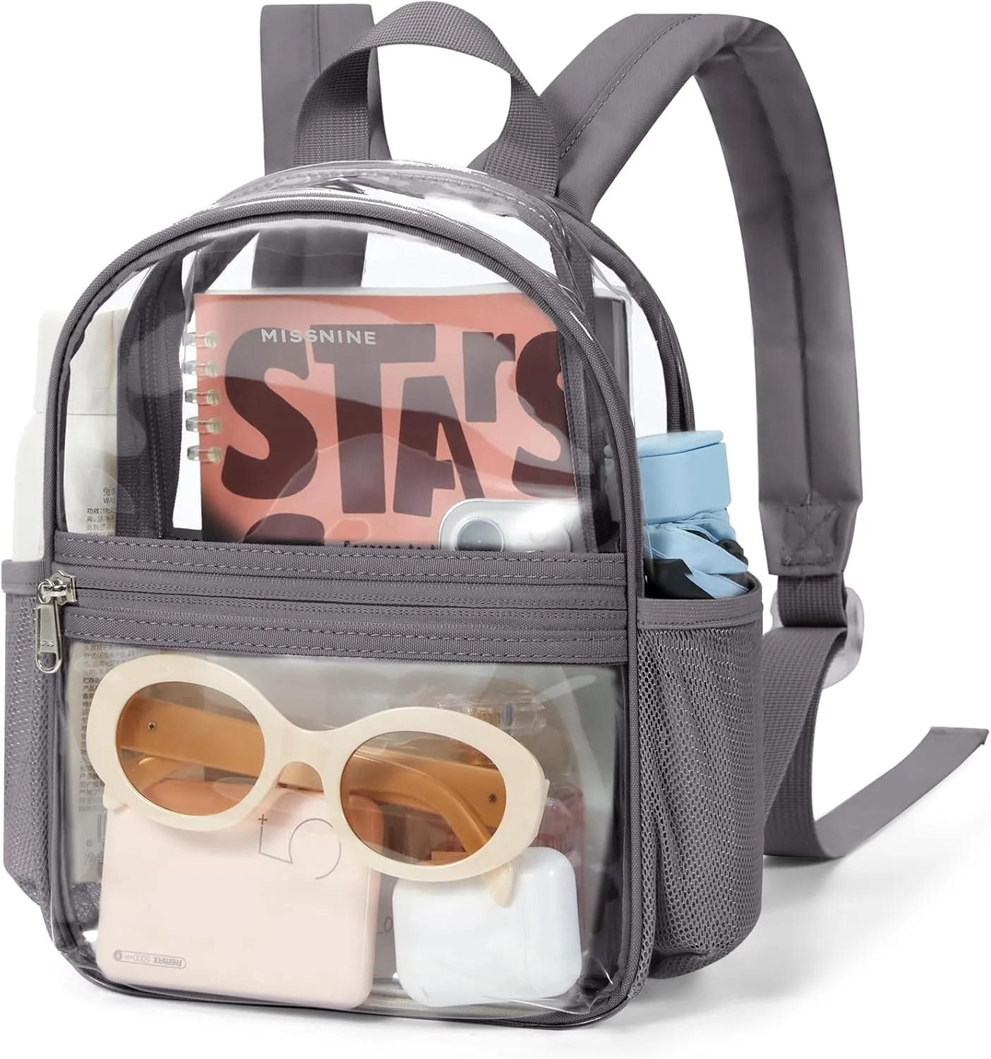 Missnine Clear Mini Backpack Stadium Approved, Thick PVC Mini Clear Bag for Sport Events, Concert, Festival