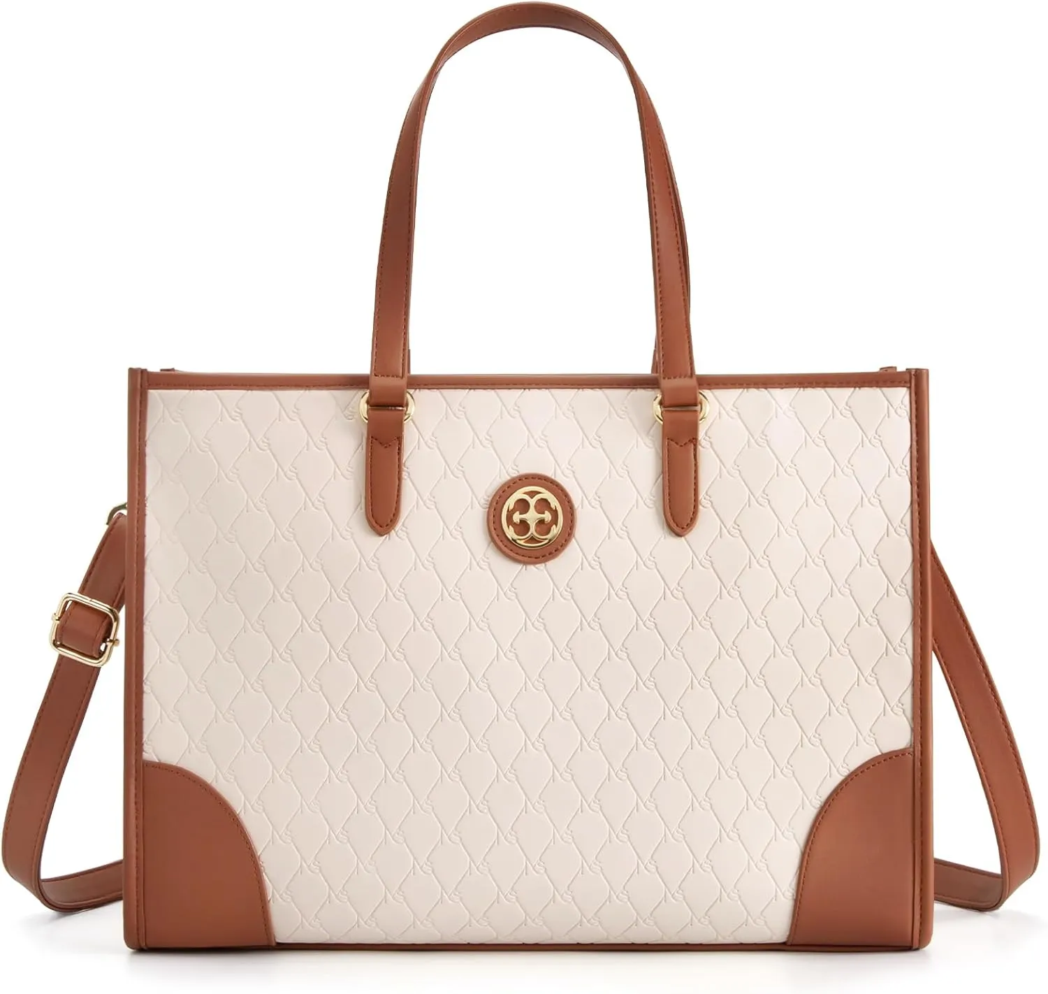 Missnine Laptop Tote Bag for Women 15.6 inch Embossed PU Leather Work Bag Profession Briefcase Designer Computer Bag