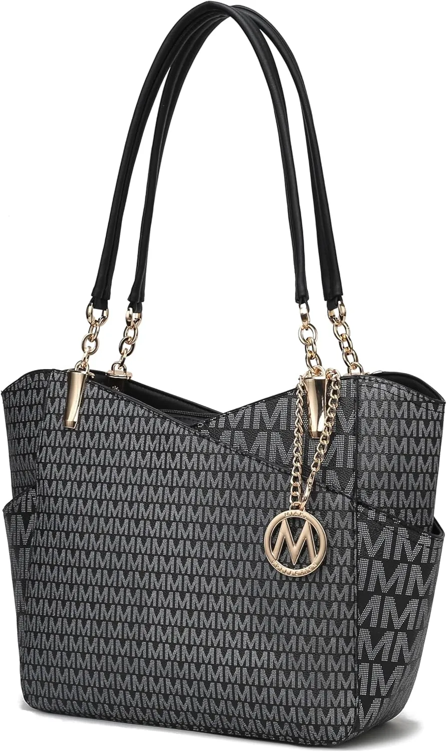 MKF Collection Signature Tote Bag for Women, Shoulder bag Vegan Leather Top-Handle Handbag Purse